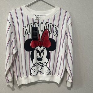Disney kids Minnie Mouse Striped Sweater - White, Red, and Blue
